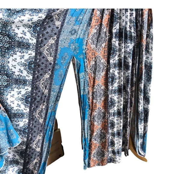 VICI Womens M Blue Gray Boho Maxi Dress Surplice Neck Elastic Waist Front Slits - Picture 4 of 8